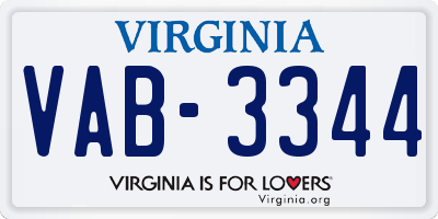 VA license plate VAB3344