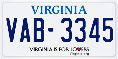 VA license plate VAB3345