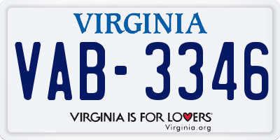 VA license plate VAB3346