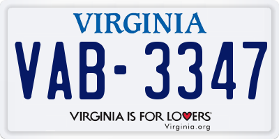 VA license plate VAB3347