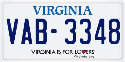 VA license plate VAB3348