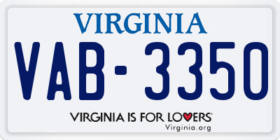 VA license plate VAB3350