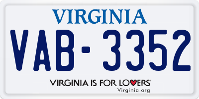 VA license plate VAB3352