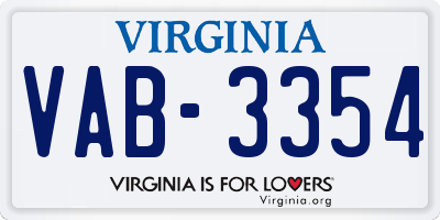 VA license plate VAB3354