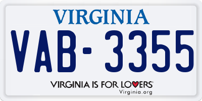 VA license plate VAB3355