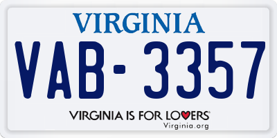 VA license plate VAB3357