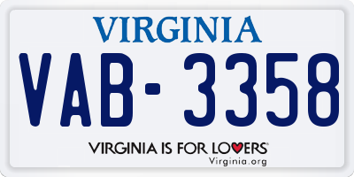 VA license plate VAB3358