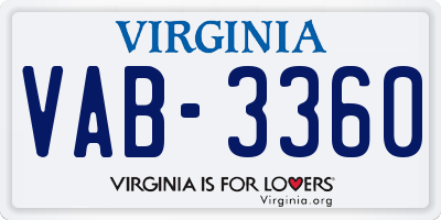 VA license plate VAB3360