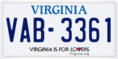 VA license plate VAB3361