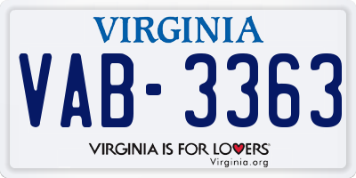 VA license plate VAB3363