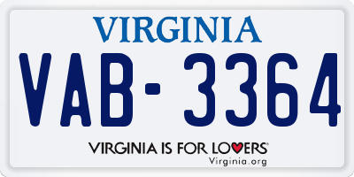 VA license plate VAB3364