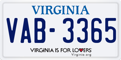 VA license plate VAB3365