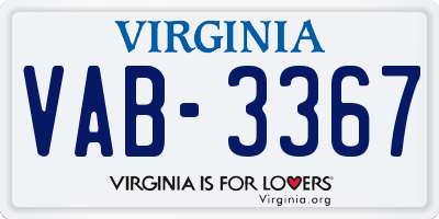 VA license plate VAB3367