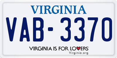 VA license plate VAB3370