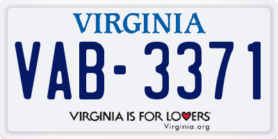 VA license plate VAB3371