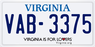 VA license plate VAB3375