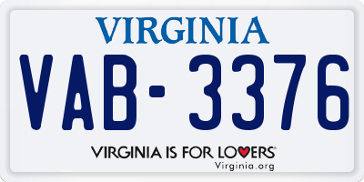 VA license plate VAB3376