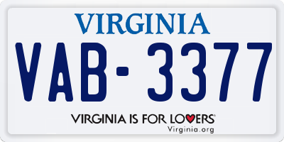 VA license plate VAB3377