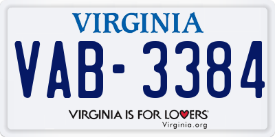 VA license plate VAB3384