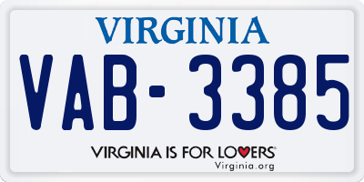 VA license plate VAB3385