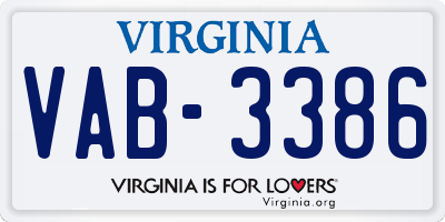 VA license plate VAB3386