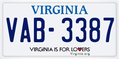 VA license plate VAB3387