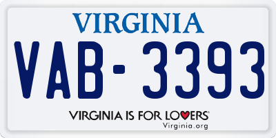 VA license plate VAB3393