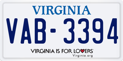 VA license plate VAB3394