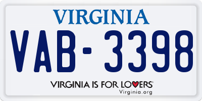 VA license plate VAB3398