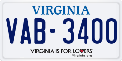 VA license plate VAB3400