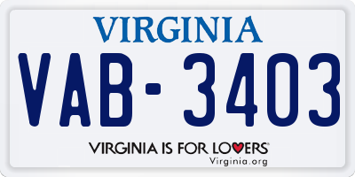 VA license plate VAB3403