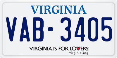 VA license plate VAB3405