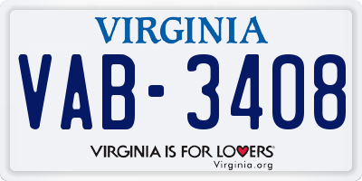 VA license plate VAB3408