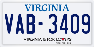 VA license plate VAB3409