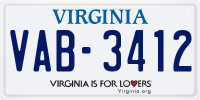 VA license plate VAB3412