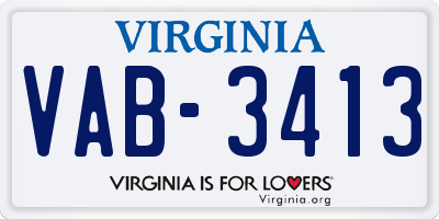 VA license plate VAB3413