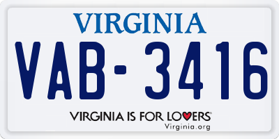 VA license plate VAB3416