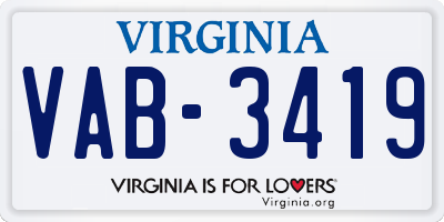 VA license plate VAB3419