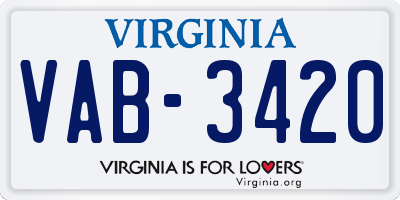 VA license plate VAB3420