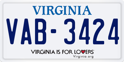 VA license plate VAB3424