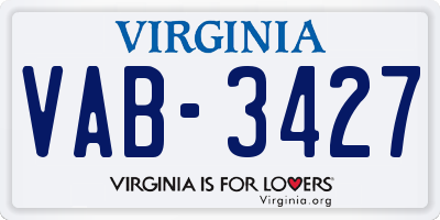 VA license plate VAB3427