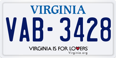 VA license plate VAB3428