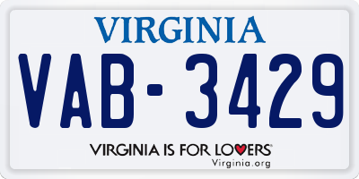 VA license plate VAB3429