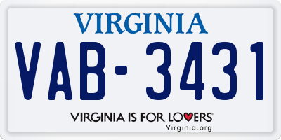 VA license plate VAB3431