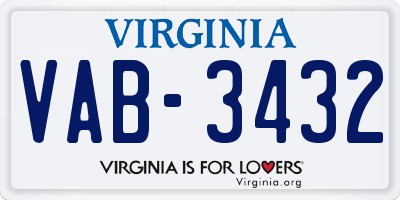 VA license plate VAB3432