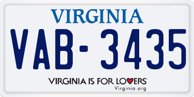 VA license plate VAB3435