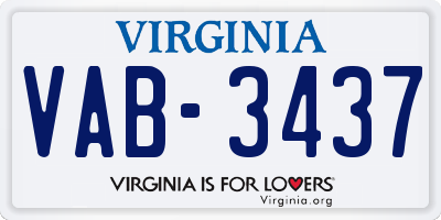 VA license plate VAB3437