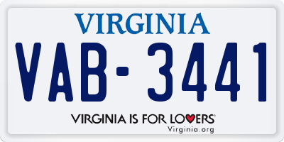 VA license plate VAB3441