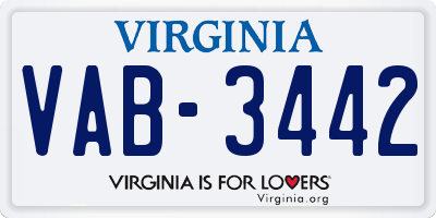 VA license plate VAB3442