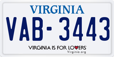 VA license plate VAB3443